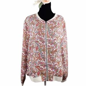 Ruff Hewn Paisley Zip Front Bomber Jacket PXL